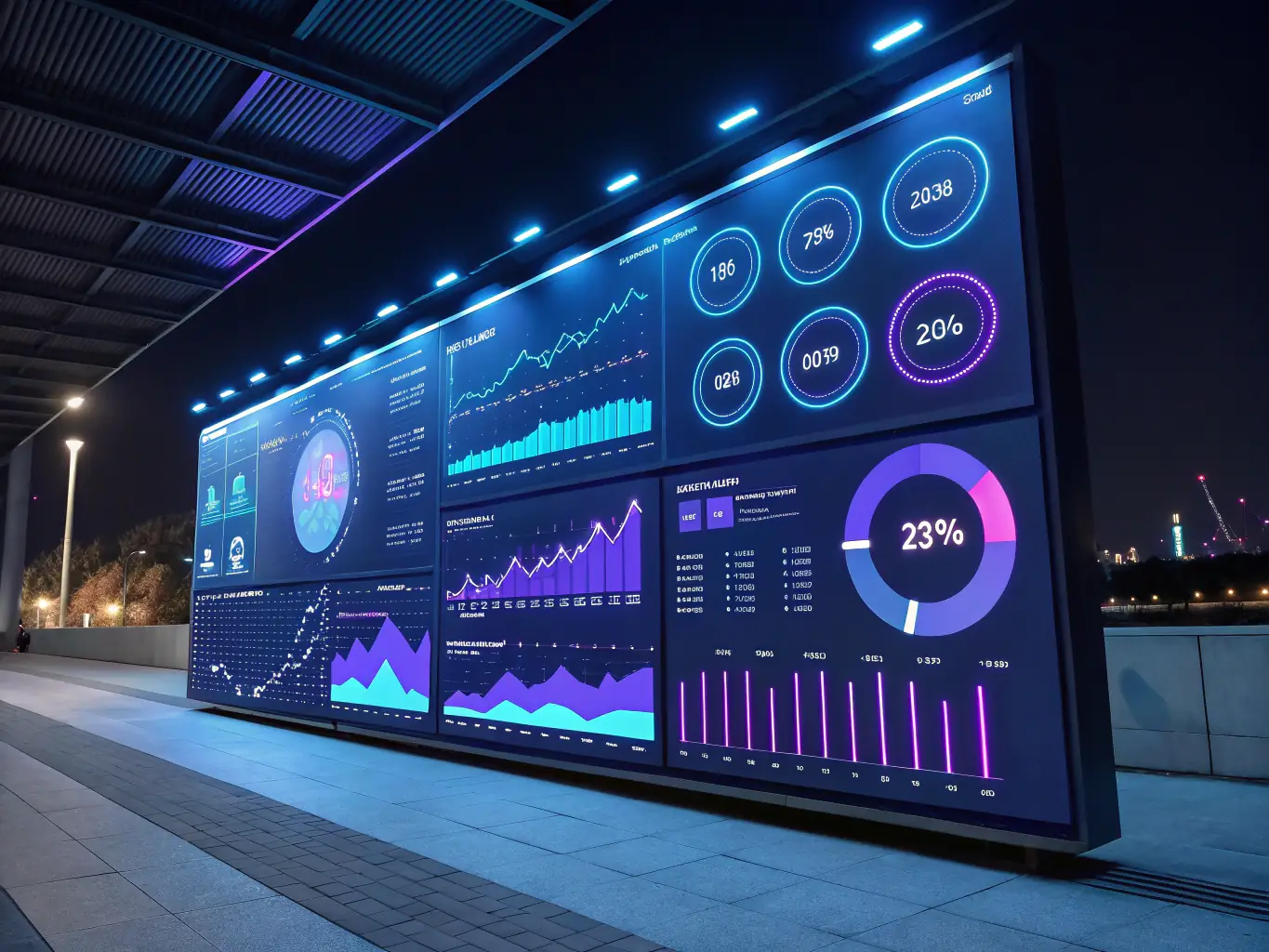 A vibrant digital marketing campaign dashboard displaying real-time lead generation metrics and analytics.